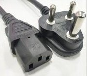 Indian 3-Pin Heavy-Duty (16A Type D) to IEC C19 Power Supply Cable